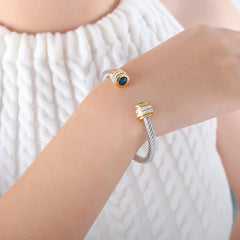 Colored Cubic Zirconia Cable Cuff Bracelet