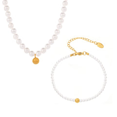 Shell Pearl-Look Bead Charm Bracelet