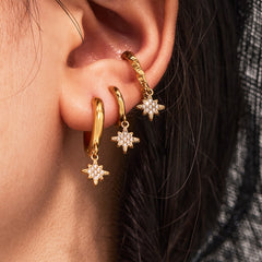 18K Gold-Plated Cubic Zirconia Charm Hoop Designs