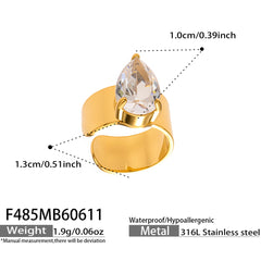 Gold-Tone Teardrop Cubic Zirconia Ear Cuff — Single