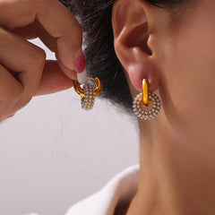Stone-Accent Round Hoop Earrings