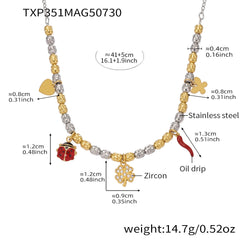 Cubic Zirconia Ladybug and Floral Charm Jewelry