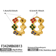 Cubic Zirconia Clover Hoop Earrings