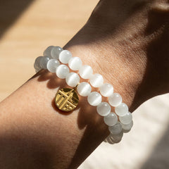 Cat-Eye-Look Beaded Coin Charm Bracelet