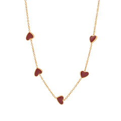 Gold-Tone Enamel Heart Station Necklace
