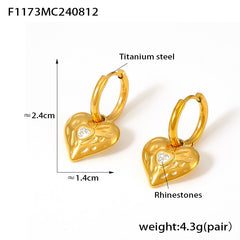 18K Gold-Plated Hammered Heart Drop Earrings