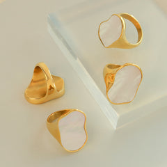 Irregular White Shell Statement Ring