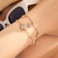 Four-Petal Cubic Zirconia Flower Jewelry
