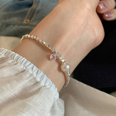 Nicolette Pearl Pavé Heart Bracelet