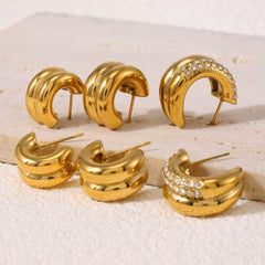 18K Gold-Plated Double Curve Hoop Earrings