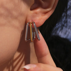 Layered Geometric Hoop Earrings