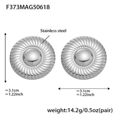 Radiating Round Disc Stud Earrings