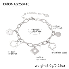 Flower and Geometric Charm Bracelet