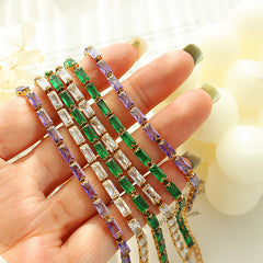 Colorful Cubic Zirconia Station Necklace & Bracelet