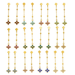 18K Gold-Plated Clover Cubic Zirconia Drop Earrings