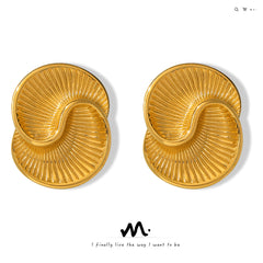 Textured Spiral Disc Stud Earrings