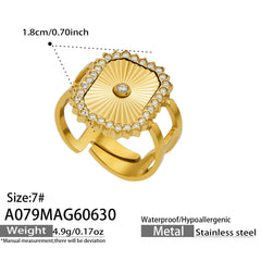 18K Gold-Plated Cubic Zirconia Geometric Open Rings