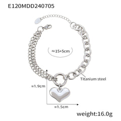 Mixed-Link Heart Charm Bracelet