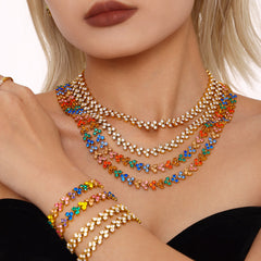18K Gold-Plated Cubic Zirconia Necklace or Bracelet