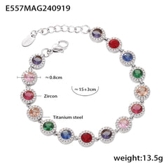 Cubic Zirconia Heart or Circle Link Bracelet