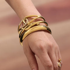 18K Gold-Plated Geometric Open Bangle Bracelets