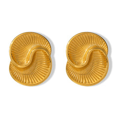 Textured Spiral Disc Stud Earrings