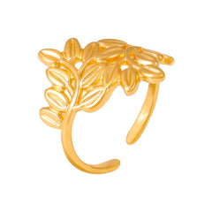 18K Gold-Plated Leaf Open Ring