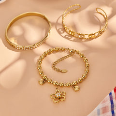 Cubic Zirconia Floral Link Bangle Designs