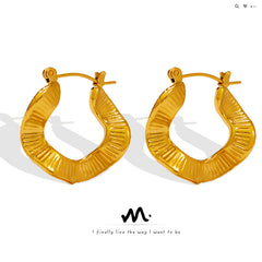 18K Gold-Plated Wavy Textured Hoop Earrings