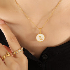 White Shell Zodiac Pendant Necklace