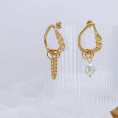Asymmetric Pearl-Look Drop Earrings