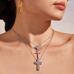 18K Gold-Plated Cubic Zirconia Cross Necklace