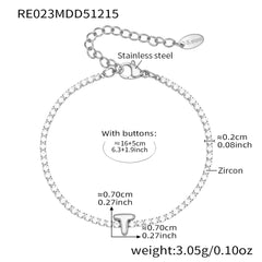 Cubic Zirconia Initial Chain Bracelet