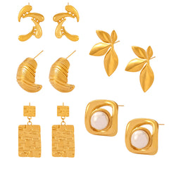Sculptural Pearl-Look Stud Earrings