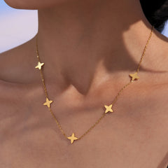 Cubic Zirconia Clover & Bead Layered Necklaces