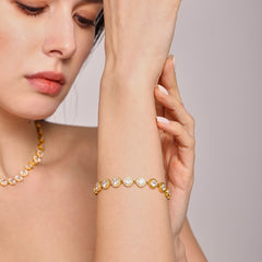 Cubic Zirconia Round-Link Necklace & Bracelet