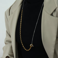 18K Gold-Plated Toggle Lariat Long Necklace