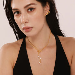 18K Gold-Plated Bow Necklace or Stud Earrings