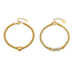 Heart Bead or Stone-Accent Chain Bracelet