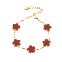 Flower Inlay Charm Bracelet