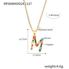 Color Cubic Zirconia Initial Pendant Charm