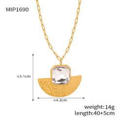 Fan-Shaped Glass Stone Earrings & Necklace