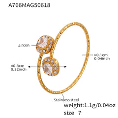 18K Gold-Plated Cubic Zirconia Geometric Open Ring
