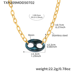 Resin Oval Link Pendant Necklace