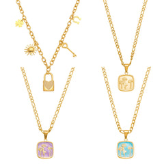 Heart Lock or Colored Pendant Necklace