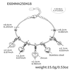 Cubic Zirconia Heart Charm Bracelet or Pendant