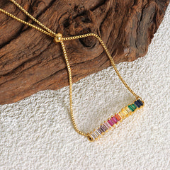Rainbow Cubic Zirconia Sliding Anklet