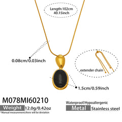 Tiger Eye and Black Agate Long Pendant Necklace