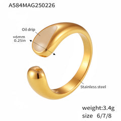 Enamel Teardrop Open Ring