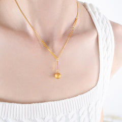 Geometric Ball-Drop Lariat Necklace